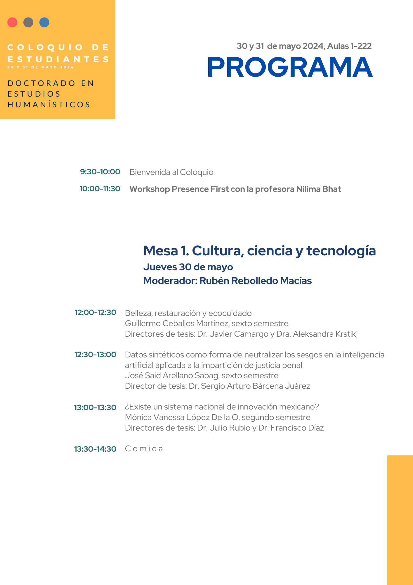 Mesa 1. Cultura, ciencia y tecnología