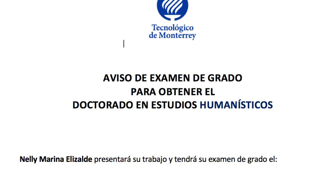Examen doctoral que presenta la Mtra. Nelly Marina Elizalde