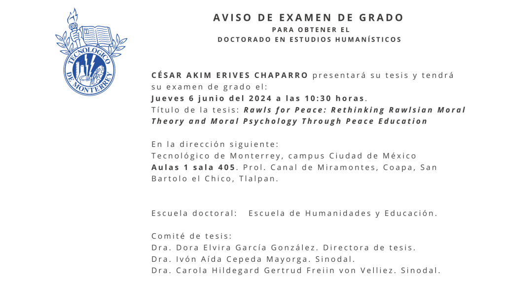Examen de grado que presenta César Akim Erives Chaparro