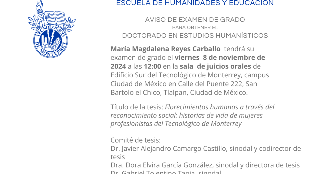 Examen de grado de María Magdalena Reyes Carballo