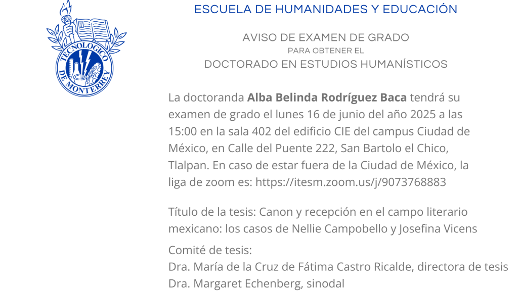 Examen de grado de Alba Belinda Rodríguez Baca